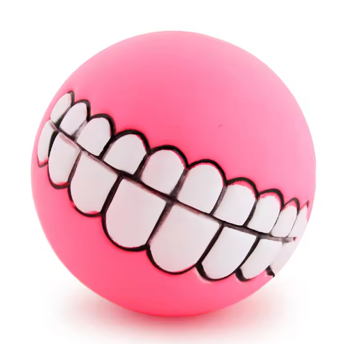 Funny Teeth Dog Ball – Squeaky Silicone Chew Toy
