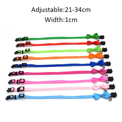 Adjustable Bow Bell Cat Collar - Multicolor