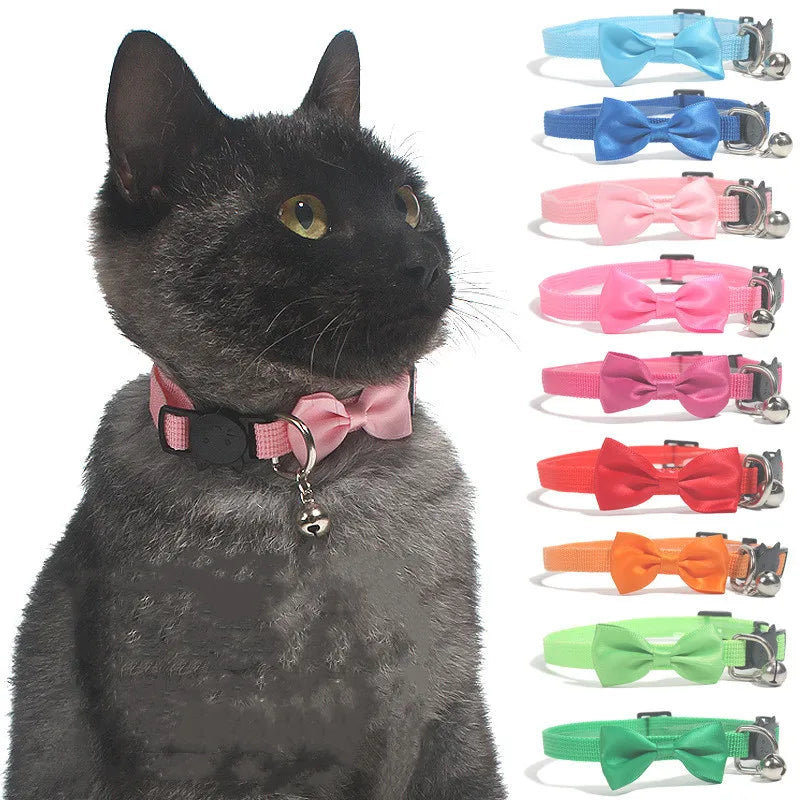 Adjustable Bow Bell Cat Collar - Multicolor