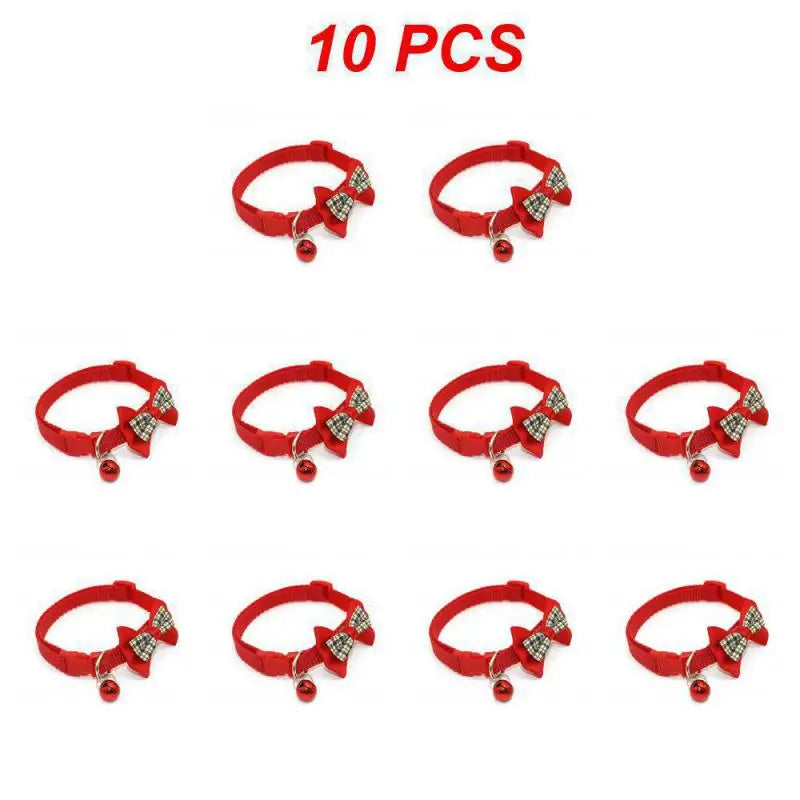 Adjustable Cute Bow Cat Collars with Bells