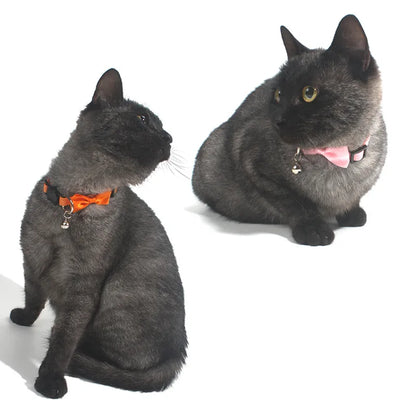 Adjustable Bow Bell Cat Collar - Multicolor