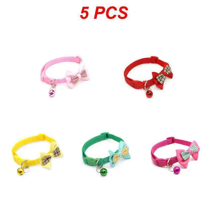 Adjustable Cute Bow Cat Collars with Bells