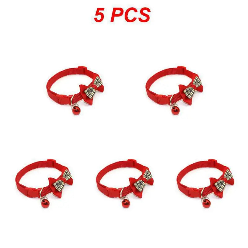 Adjustable Cute Bow Cat Collars with Bells