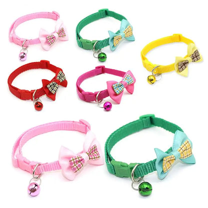 Adjustable Cute Bow Cat Collars with Bells
