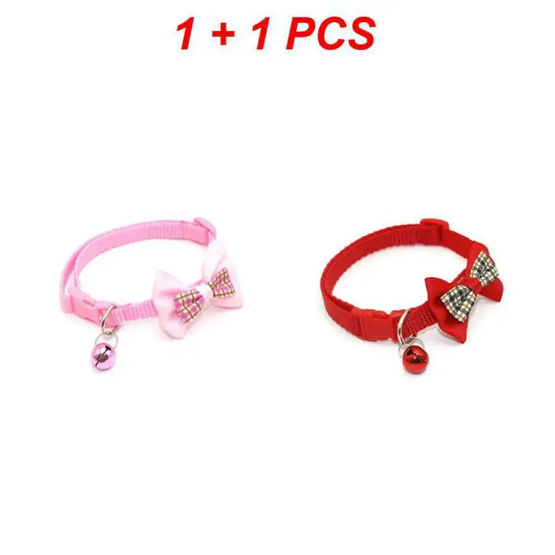 Adjustable Cute Bow Cat Collars with Bells