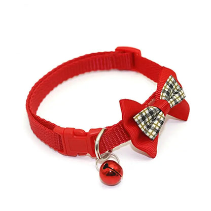 Adjustable Cute Bow Cat Collars with Bells