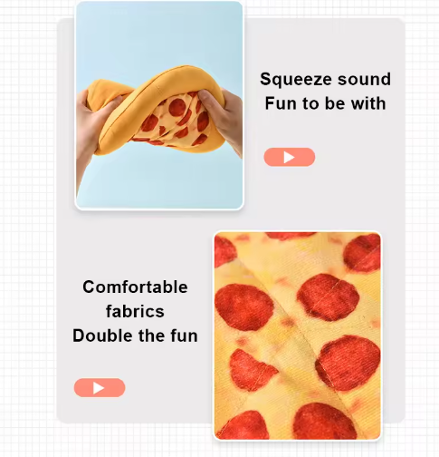 Plush Squeaky Dog Toys – Pizza Shaped Chew Toys