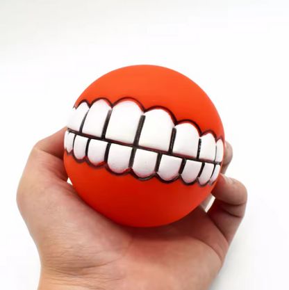 Funny Teeth Dog Ball – Squeaky Silicone Chew Toy