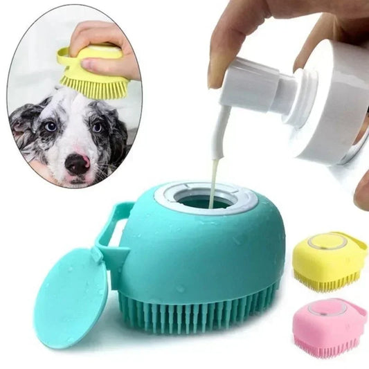 Silicone Pet Grooming Brush & Shampoo Dispenser